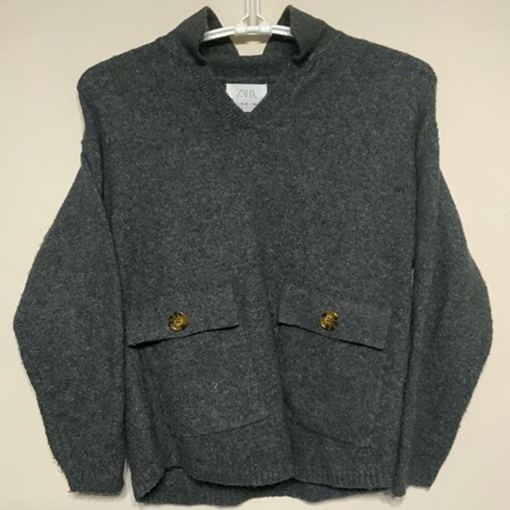 Zara Girls Gray Long Sleeve Pullover Sweater Casual Youth Top Size 11-12 USED